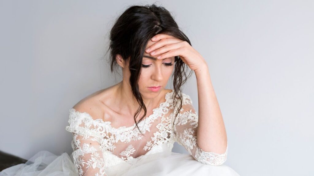 Bride looking sad