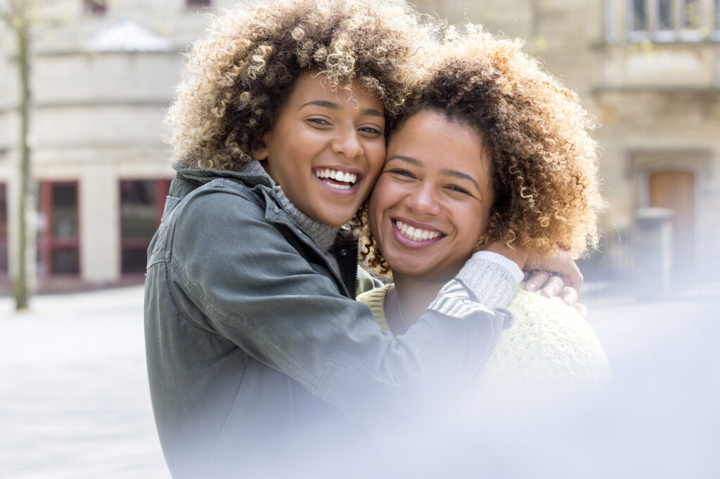 two women hugging