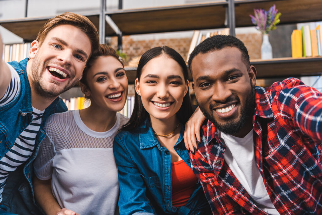 a group of friends smiling