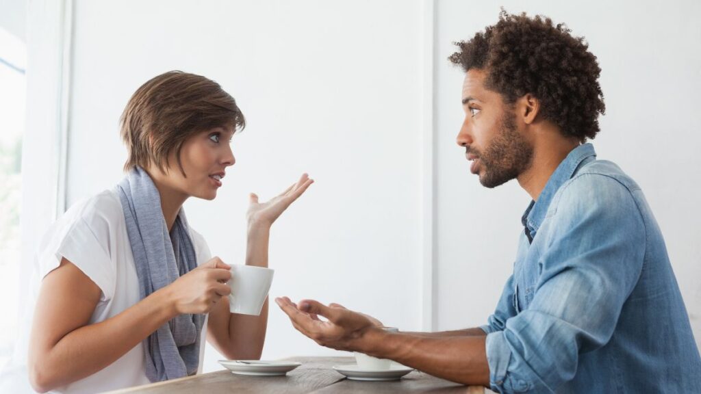 Good Listener couple having a talk with coffee