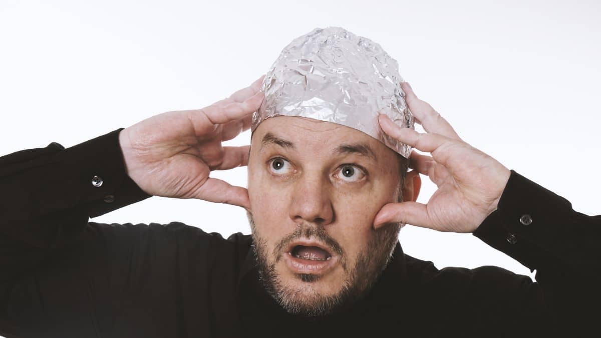 Guy with a tin foil hat on