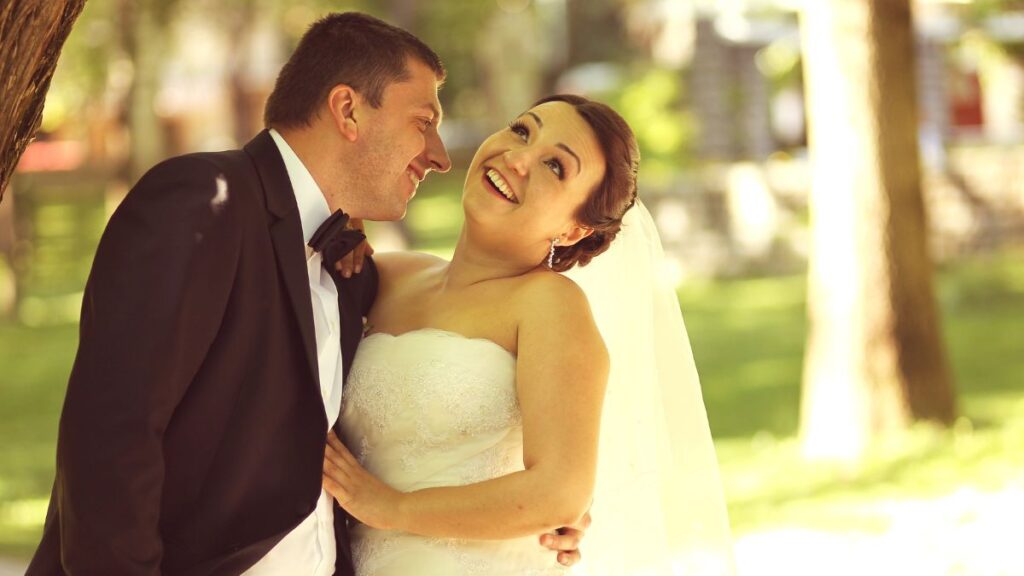 happy couple on their wedding day