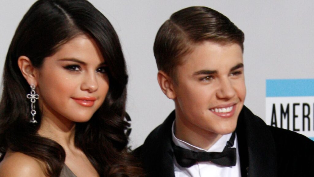 head shot of a Justin Bieber and Selena Gomez