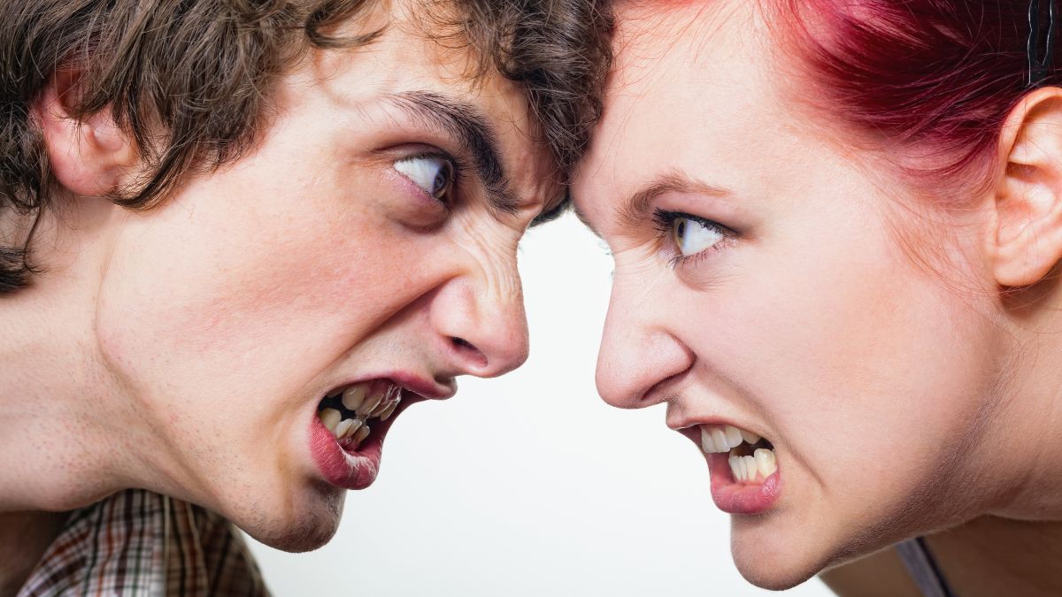 man and woman close up, very angry