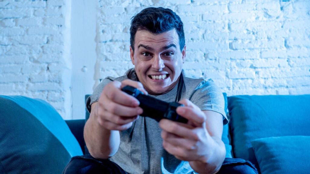 Man Playing a Video Game