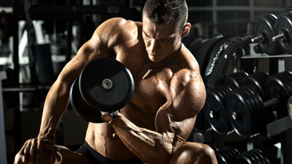 Man working out with muscles