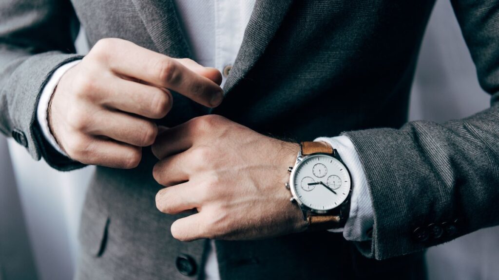 Man's wrist wearing a watch