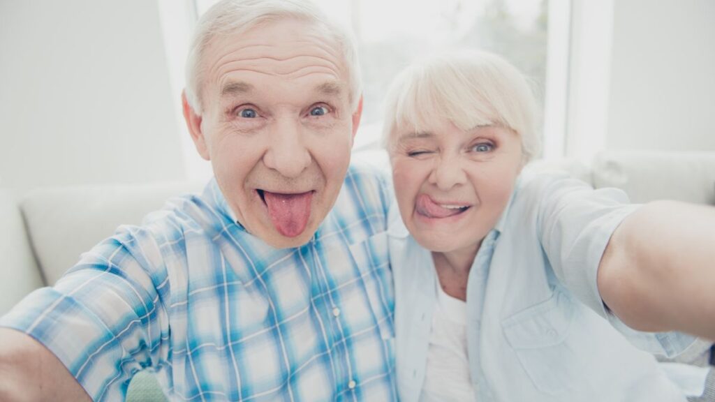 older couple happy and making faces