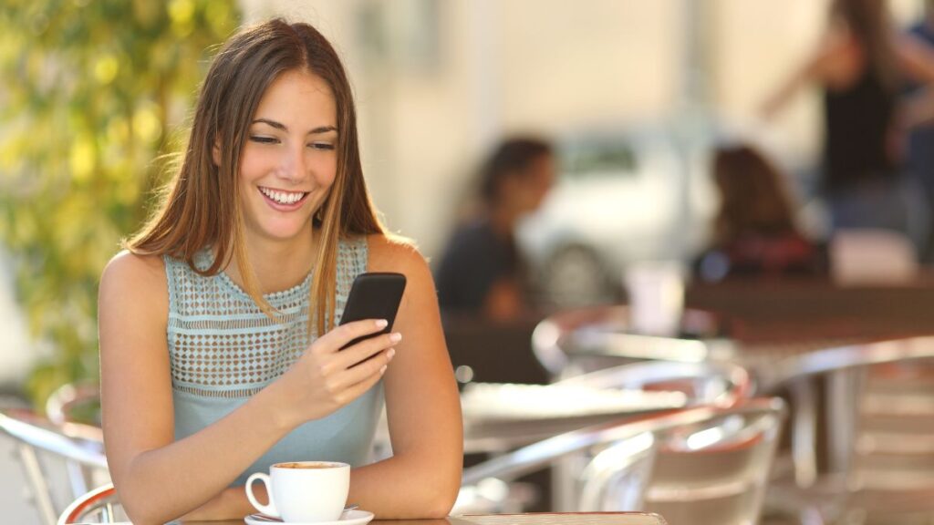 Texting Habits a woman sitting at a table