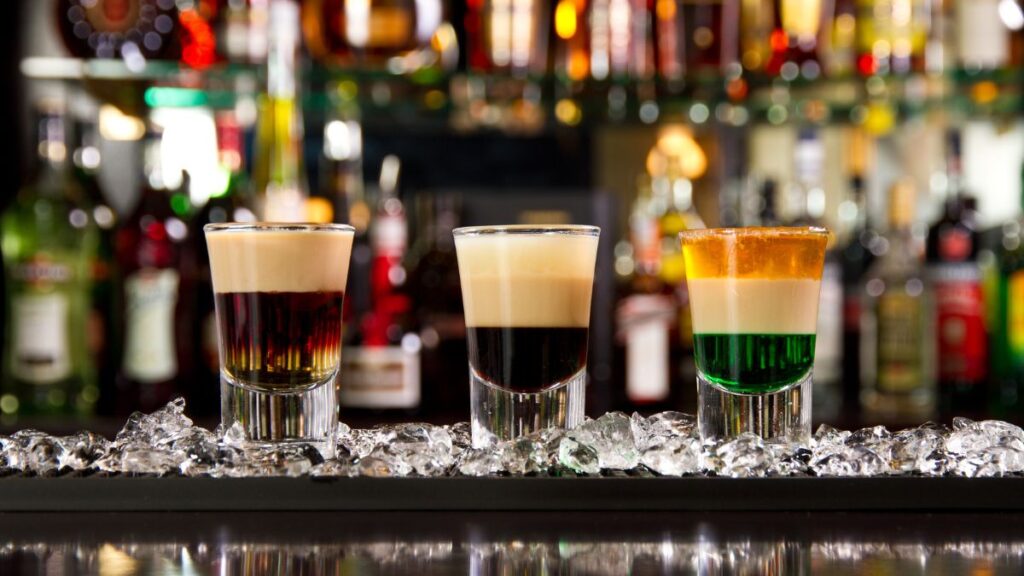 Three shots on a bar - layered shots