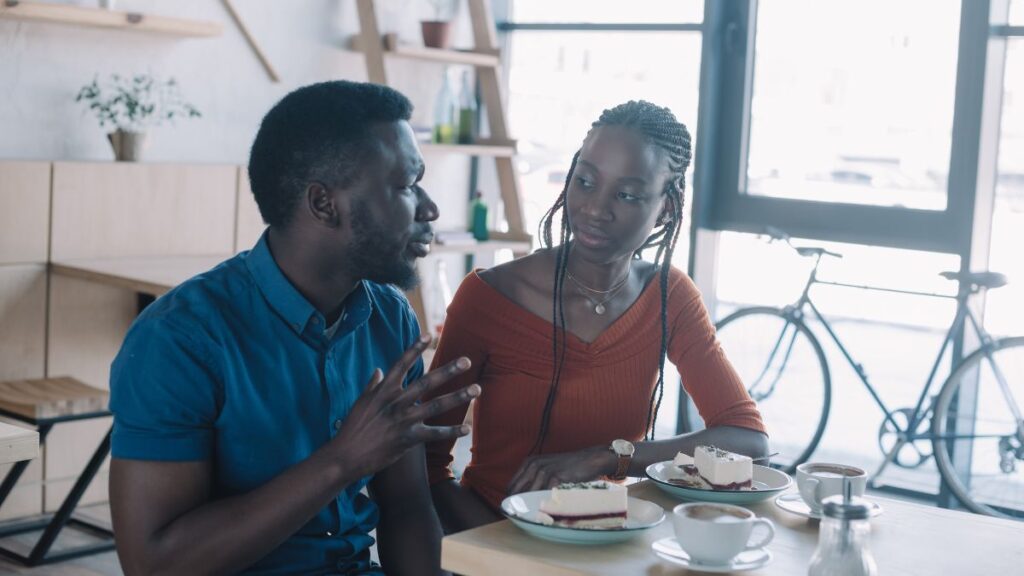 woman insulted at the table