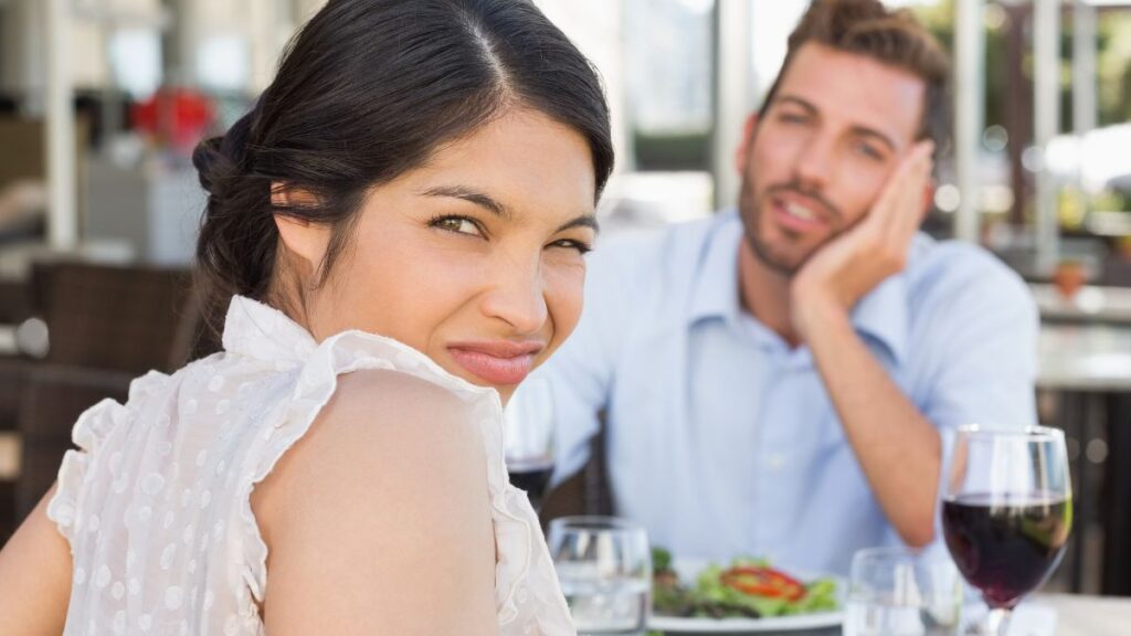 woman looking away on a bad date