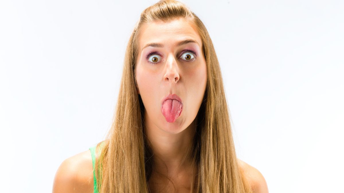 woman sticking her tongue out