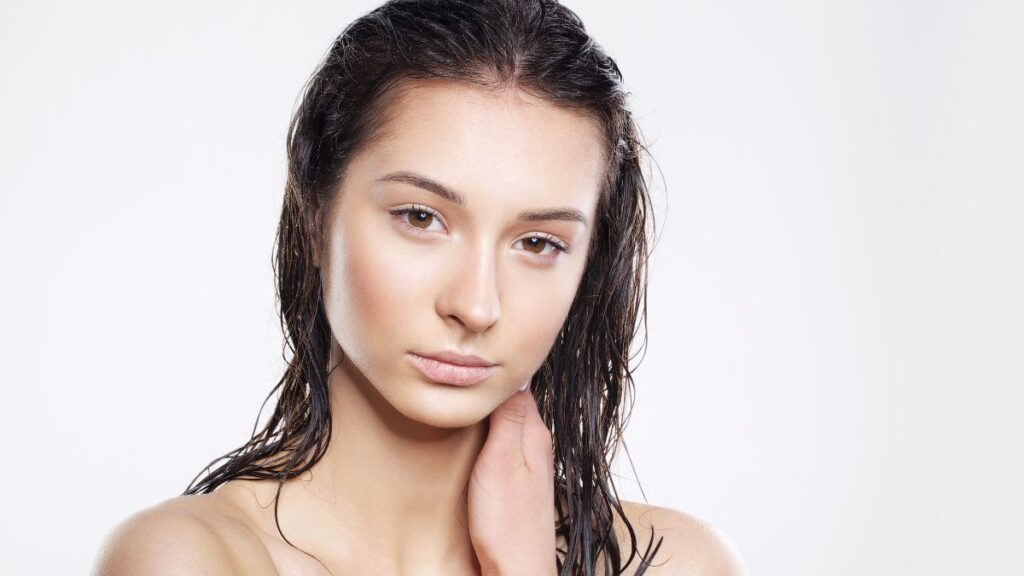 Woman with wet hair.