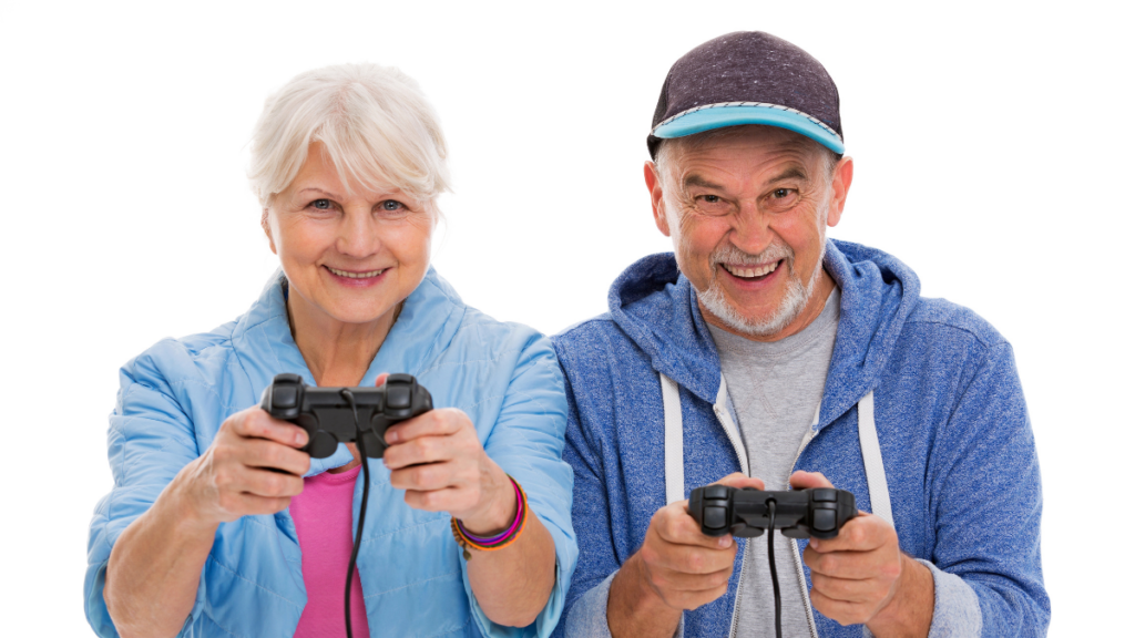 older couple playing video games