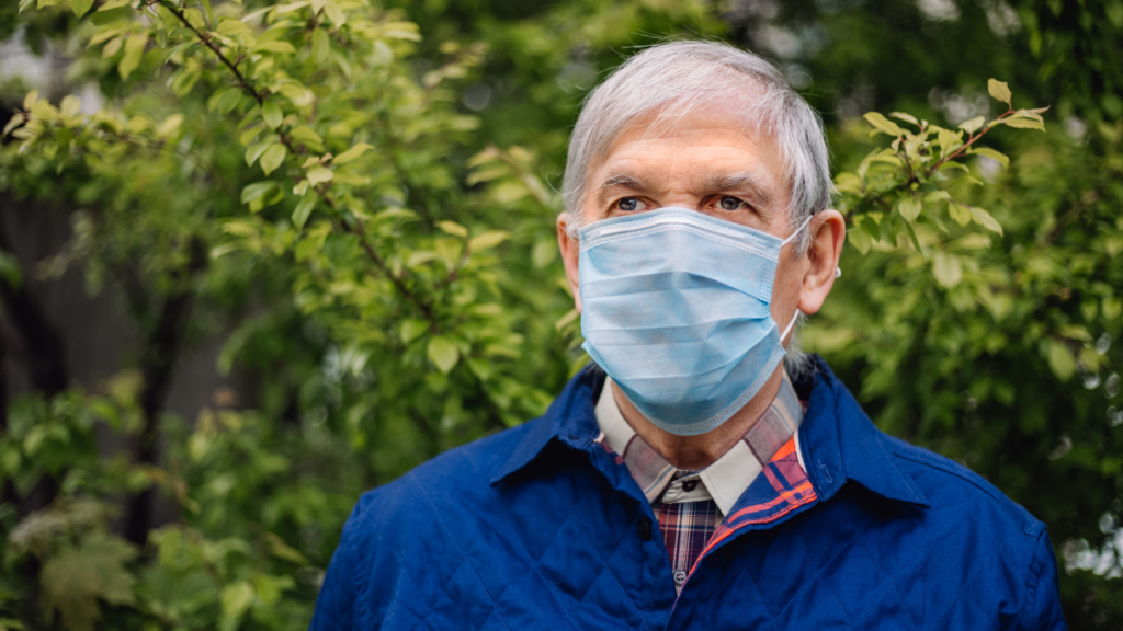 Older man wear pandemic mask