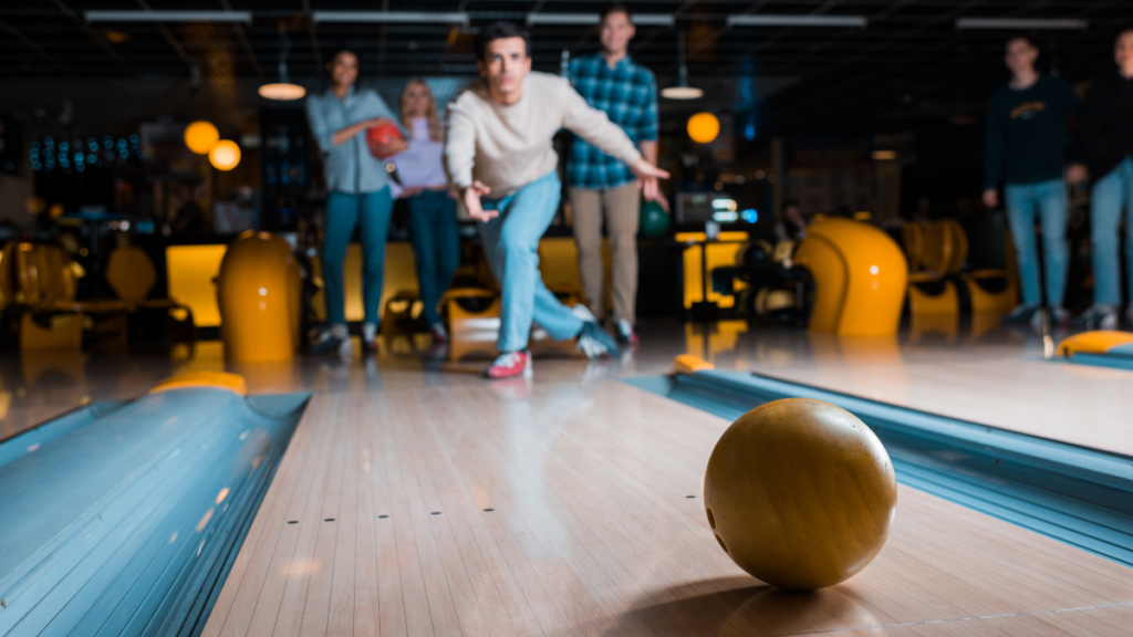 group of friends bowling