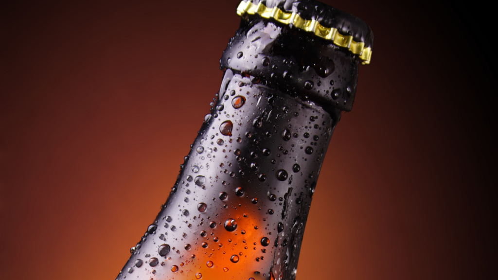 beer bottle with drops