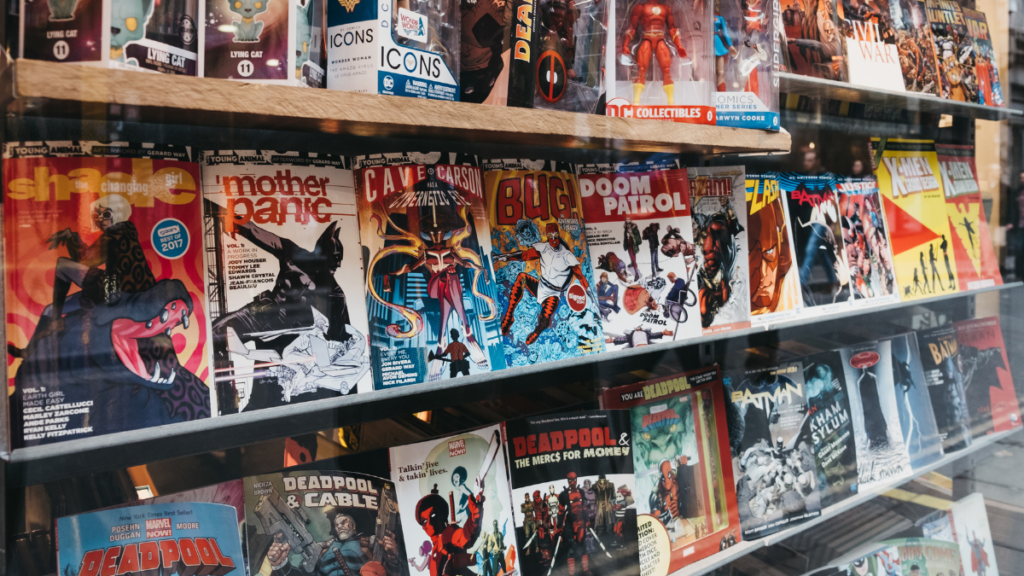 comic books on display