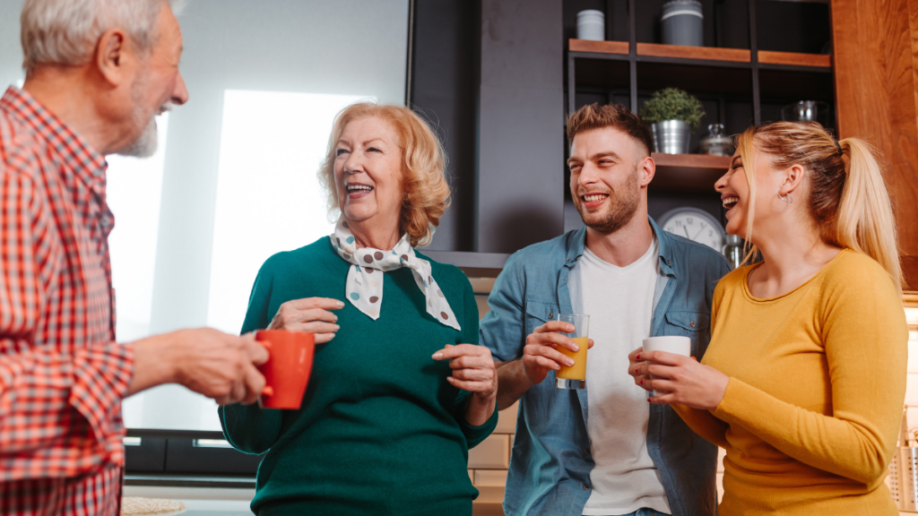 couple laughing with parents