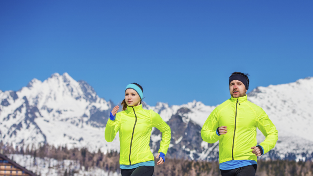 Couple Neon Colors Running Exercise