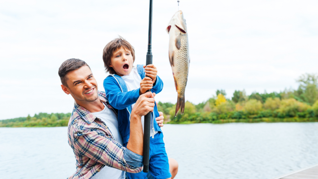 father fishing with son