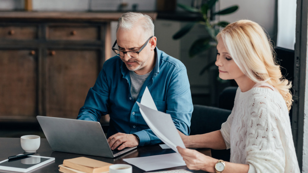 man and woman working