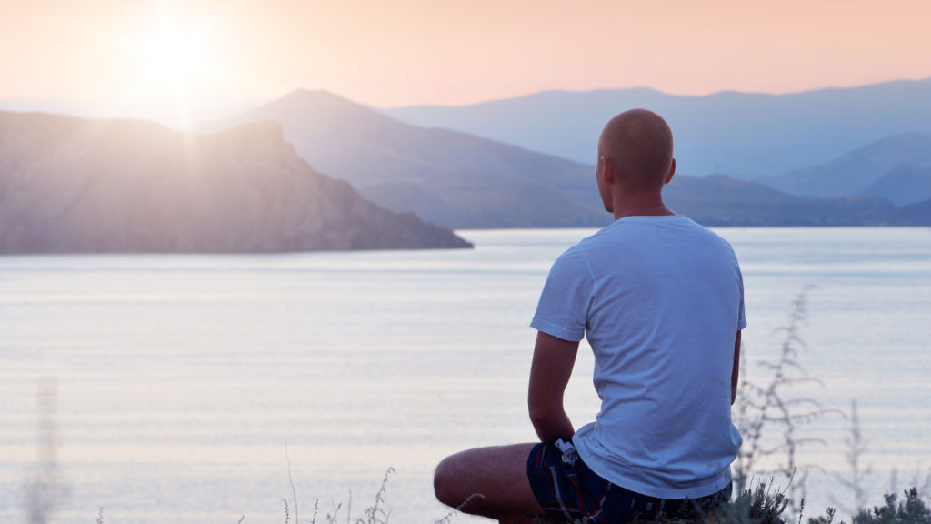 Man Meditating Alone