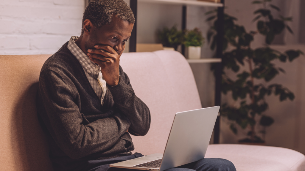 Man Worried Computer