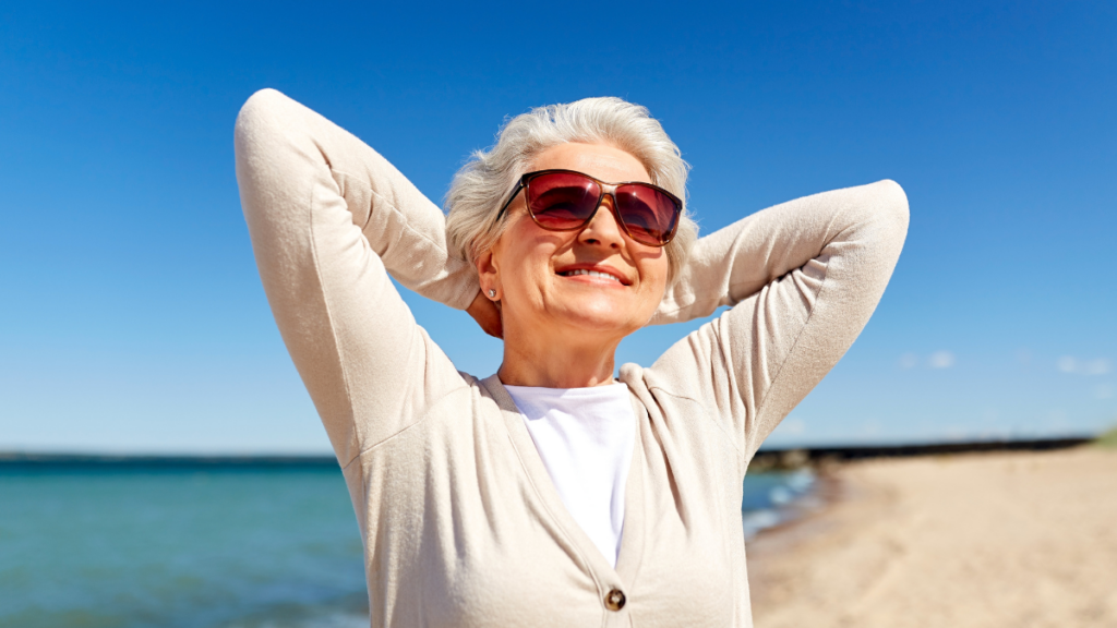 older woman on beach