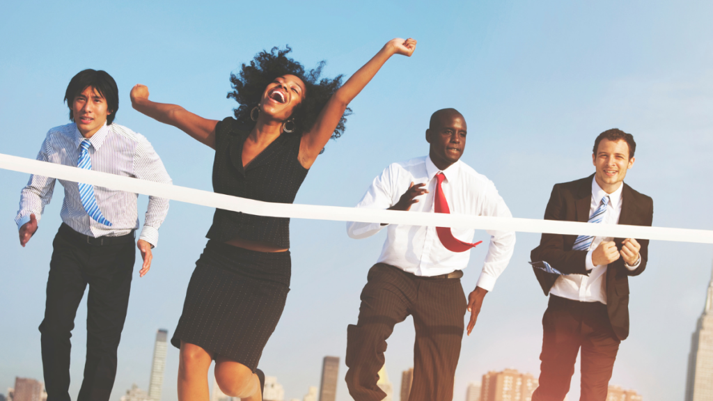 woman winning a race