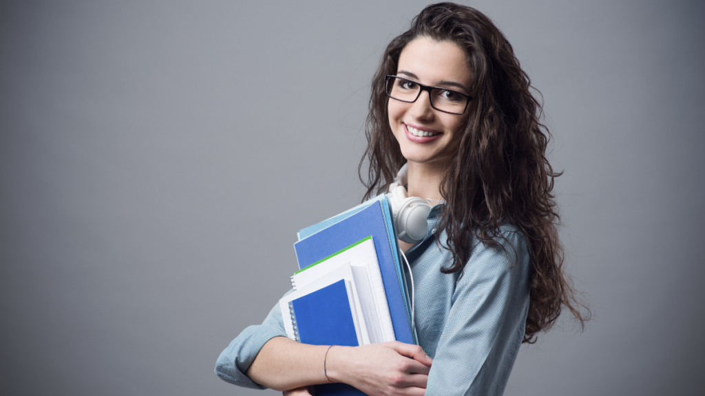 young woman with books